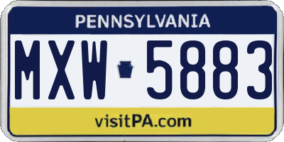 PA license plate MXW5883