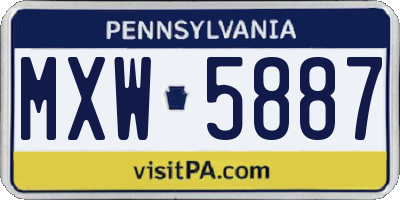 PA license plate MXW5887