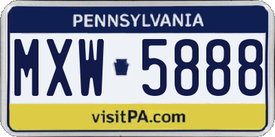 PA license plate MXW5888