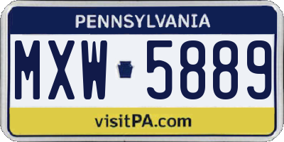 PA license plate MXW5889
