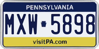 PA license plate MXW5898