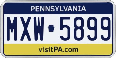 PA license plate MXW5899