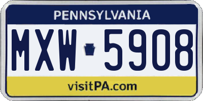 PA license plate MXW5908