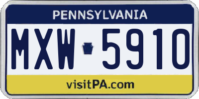 PA license plate MXW5910
