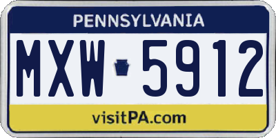 PA license plate MXW5912