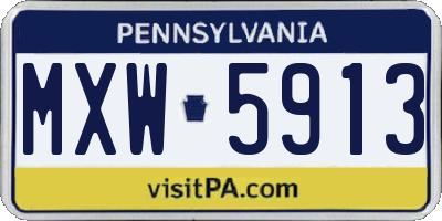 PA license plate MXW5913