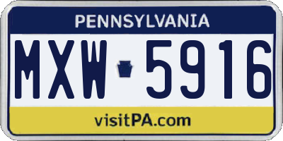 PA license plate MXW5916