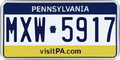 PA license plate MXW5917