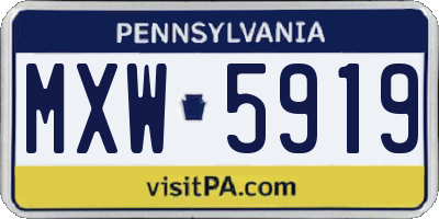 PA license plate MXW5919
