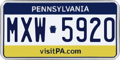 PA license plate MXW5920