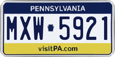 PA license plate MXW5921
