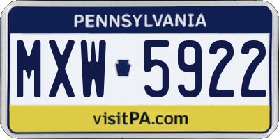 PA license plate MXW5922