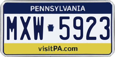 PA license plate MXW5923
