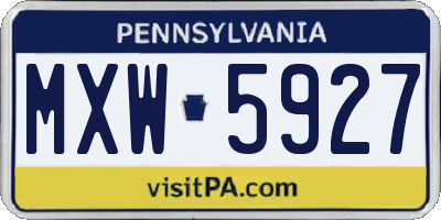 PA license plate MXW5927