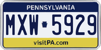 PA license plate MXW5929
