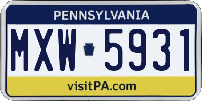 PA license plate MXW5931