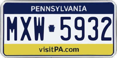 PA license plate MXW5932