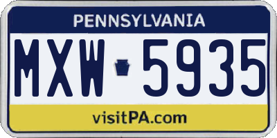 PA license plate MXW5935