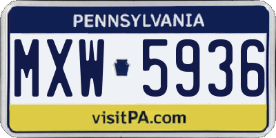 PA license plate MXW5936