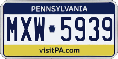 PA license plate MXW5939