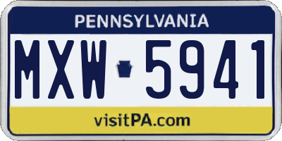 PA license plate MXW5941
