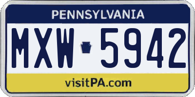 PA license plate MXW5942
