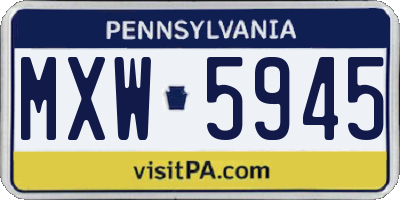 PA license plate MXW5945