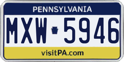 PA license plate MXW5946