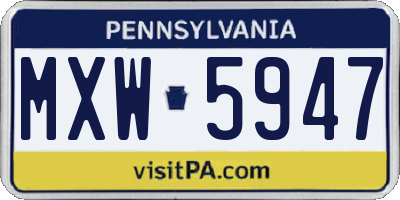 PA license plate MXW5947