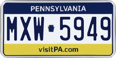 PA license plate MXW5949