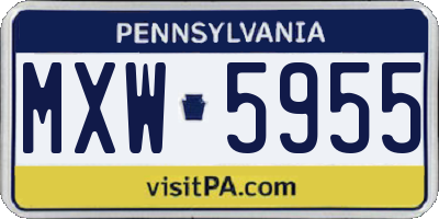 PA license plate MXW5955