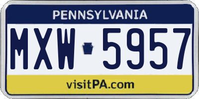 PA license plate MXW5957