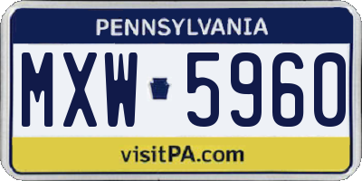 PA license plate MXW5960