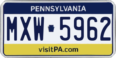 PA license plate MXW5962