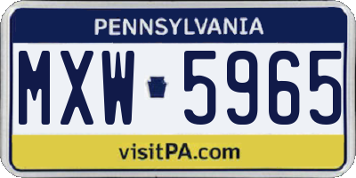 PA license plate MXW5965