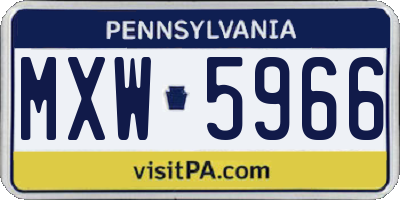 PA license plate MXW5966