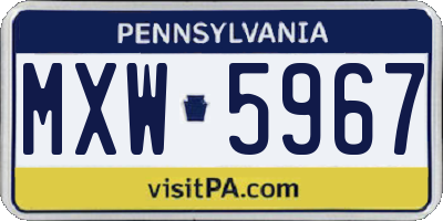 PA license plate MXW5967