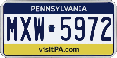 PA license plate MXW5972