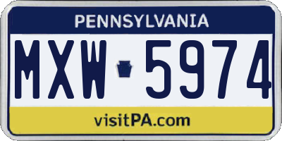 PA license plate MXW5974
