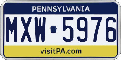 PA license plate MXW5976
