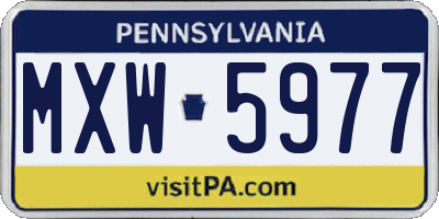PA license plate MXW5977