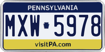 PA license plate MXW5978