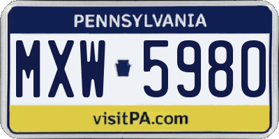 PA license plate MXW5980