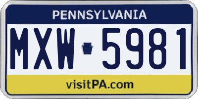 PA license plate MXW5981