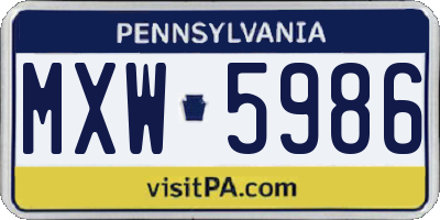 PA license plate MXW5986