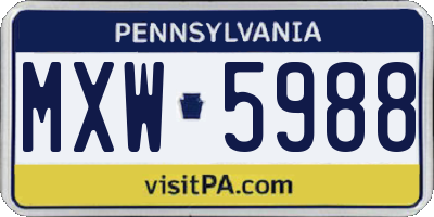 PA license plate MXW5988