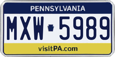 PA license plate MXW5989