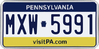 PA license plate MXW5991