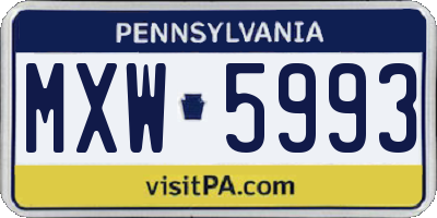 PA license plate MXW5993
