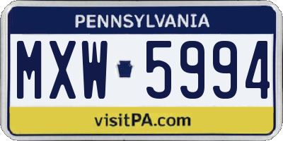 PA license plate MXW5994